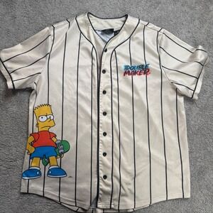 The Simpsons Welcome to the Hood Baseball Jersey Medium Trouble Maker Bart